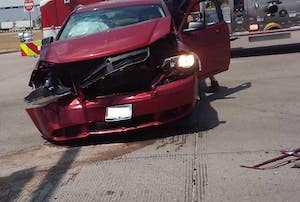 red car wrecked