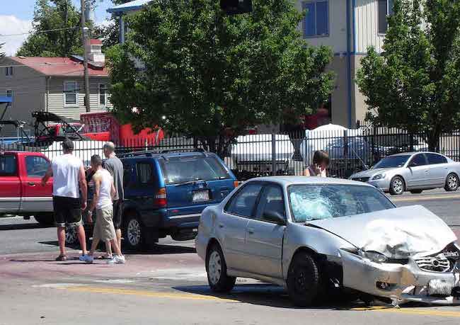 Car crash scene
